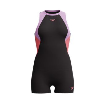 Asia Fit Womens Colourblock Splice Tankini - Black/Dusty Lilac
