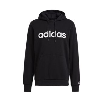 Adidas Essentials French Terry Linear Men's Logo Hoodie - Black