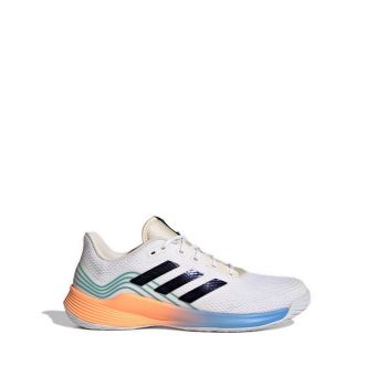 Adidas Novaflight Primegre Men's Badminton Shoes - Cloud White/Core Black/Beam Orange