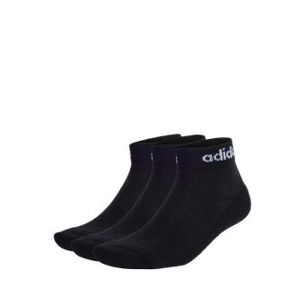 Linear Unisex Ankle Cushioned Socks 3 Pairs - Black