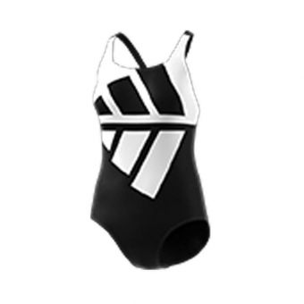 Adidas Women Padded Logo Graphic Swimsuit - White