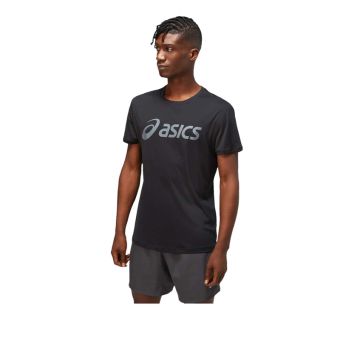 Asics Silver Short Sleeves Mens Running Top - Performance Black