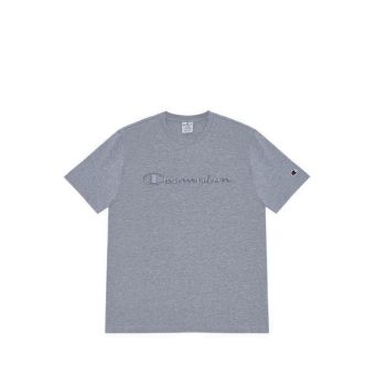 Champion Script Embroidery Logo Men's Tshirt - Grey