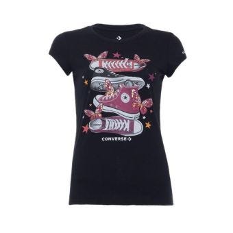 Converse Kids CHUCK Girl's T-Shirt -BLACK