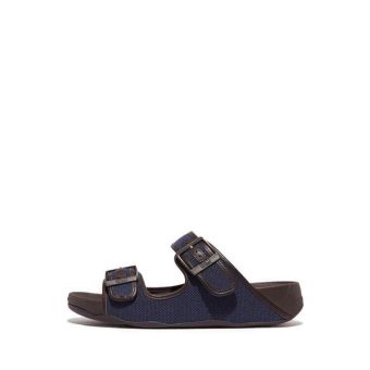 Gogh Moc Men's Buckle Two-Tone Canvas Slides - Chocolate Brown