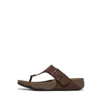 Fitflop Trakk Ii Men's Buckle Leather Toe-Post Sandals - Chocolate Brown