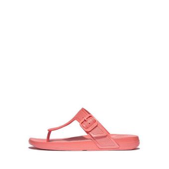 Fitflop Iqushion Pearlized Adjustable Buckle Flip-Flops- Pearlized Rosy Coral