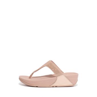 Fitflop Lulu Crystal Embellished Toe-Post Sandals Ec5-323 Women Sandals- Rose
