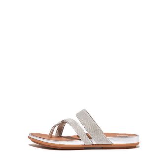 Gracie Shimmerlux Strappy Toe-Post Sandals- Silver