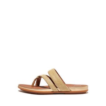 Gracie Shimmerlux Strappy Toe-Post Sandals- Platino