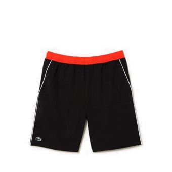 Lacoste Recycled Fabric Stretch Tennis Men's Shorts - Black/Sunrise