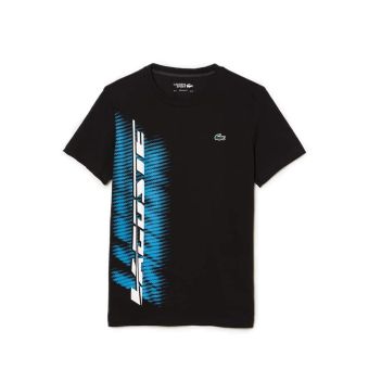 Lacoste Men's Sport Regular Fit T-shirt with Contrast Branding- Black