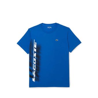 Lacoste Men's Sport Regular Fit T-shirt with Contrast Branding- Blue