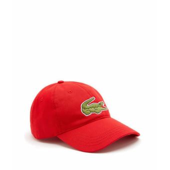 Lacoste Men's Adjustable Organic Cotton Twill Cap- Red