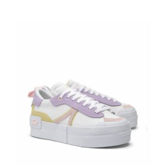 Lacoste Women's L004 Platform Leather Trainers - White/Pink