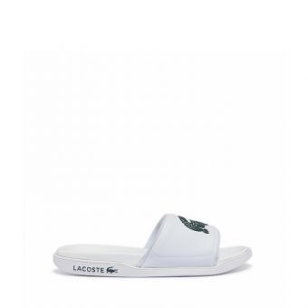Lacoste Men's Croco Dualiste Synthetic Logo Strap Slides - White