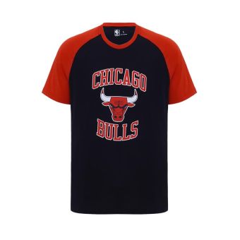 NBA Men Short Sleeve Tee Raglan Print Bulls - Black