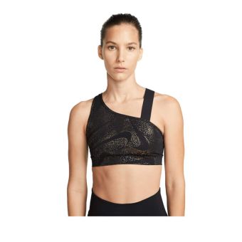 Nike Swoosh Women's Medium-Support Asymmetrical Padded Sports Bra - BLACK