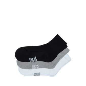 Unisex Quarter Socks 3 Pairs - Plain White/Grey/Black