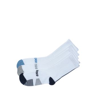 Unisex Crew Socks 3 Pairs - White & Stripes