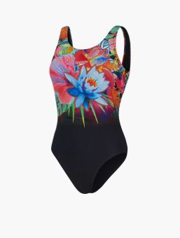 Speedo Women Digital Swimwear Placement U Back Black