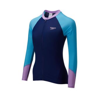 Speedo Sport Women Zip Long Sleeve Rash Guard - Blue/Purple