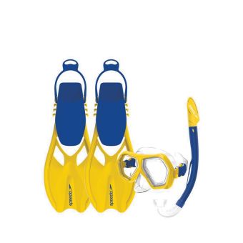 Speedo Leisure Unisex Kids  Dual Lenses And Fins Set - Yellow/Blue