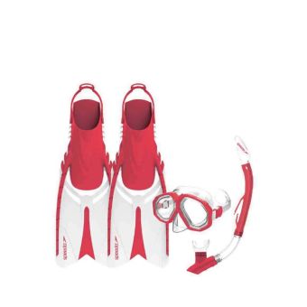 Speedo Leisure Adult Fin and Combo Set - Clear/Red
