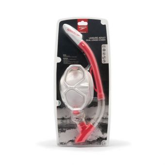 Speedo Leisure Adult Dual Lenses Combo Swimming Unisex Kid's Goggles - Red/White