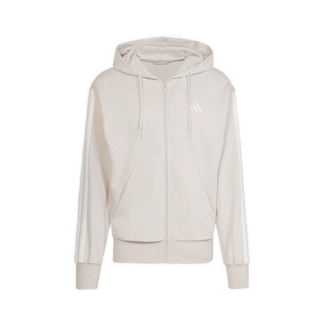 Essentials 3-Stripes French Terry Men's Full-Zip Hoodie - Grey