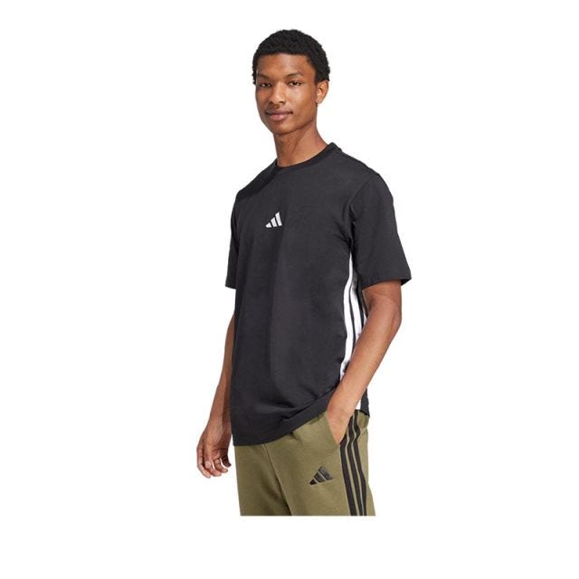 Essentials 3-Stripes Single Jersey Men's T-Shirt - Black