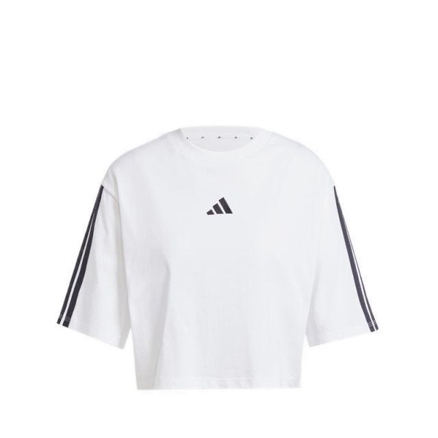 Essentials 3-Stripes Cotton Women's Loose T-Shirt - White