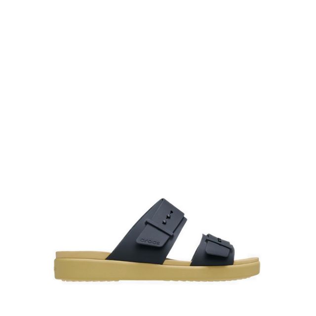 Brooklyn Buckle Low Women Sandal - Black/Tan