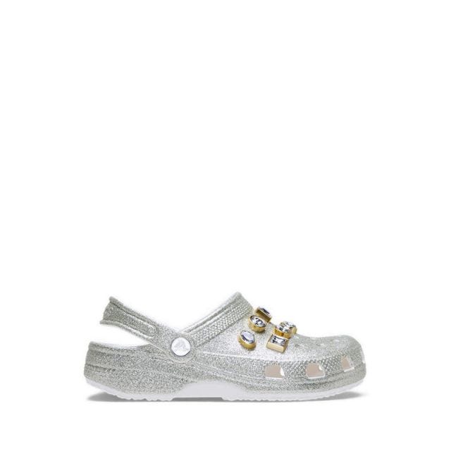 Classic Glitter Embelished Clog Kids -  Silver