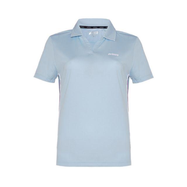 Performance Stripes Print Women's Polo Tee - Blue