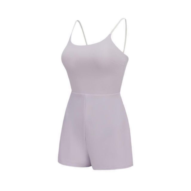 Wmen Asia Fit  Rib Shaping Single Stripe One Piece Purple White