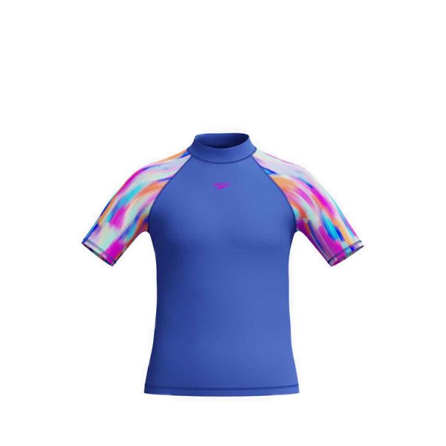Girl Printed Short Sleeve Sun Top - Blue