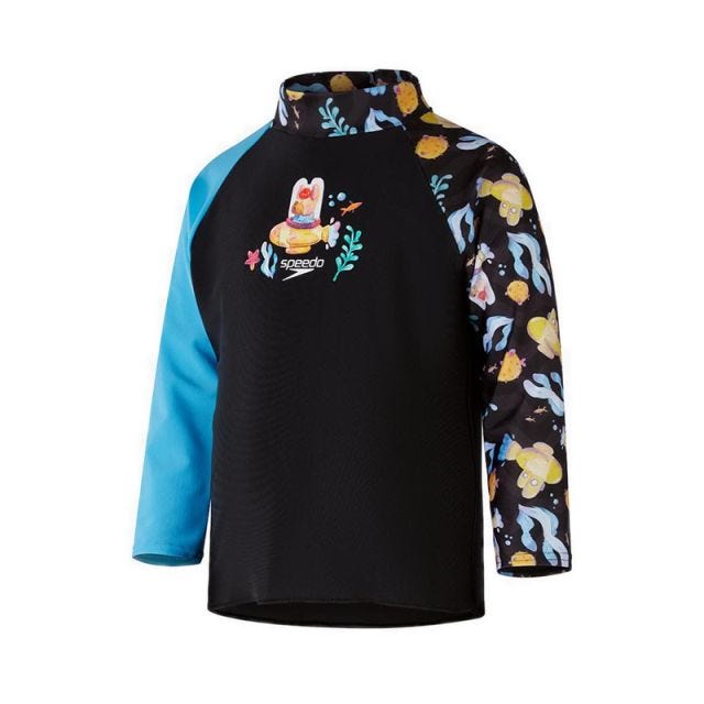 Boys Digital Long Sleeve Rash Top - Black/Yellow
