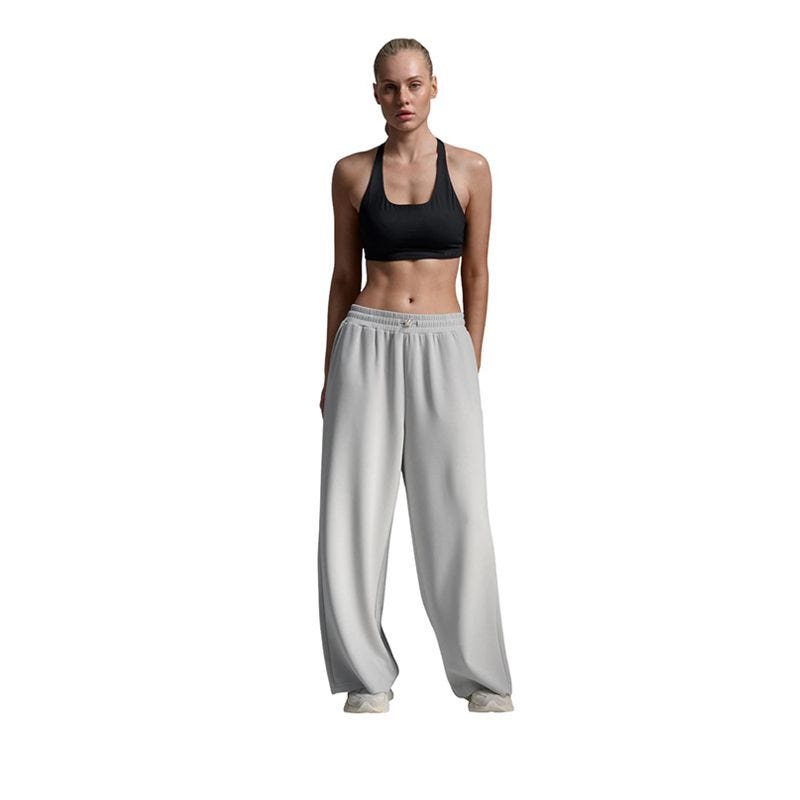 Wonderluxe Sand Washed Wide Leg Pants Women's Pants - LIGHT GREY