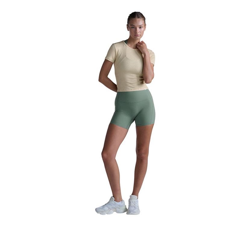 Fluid Modal Ribbed Crop Tee Women's T-Shirts - SAND