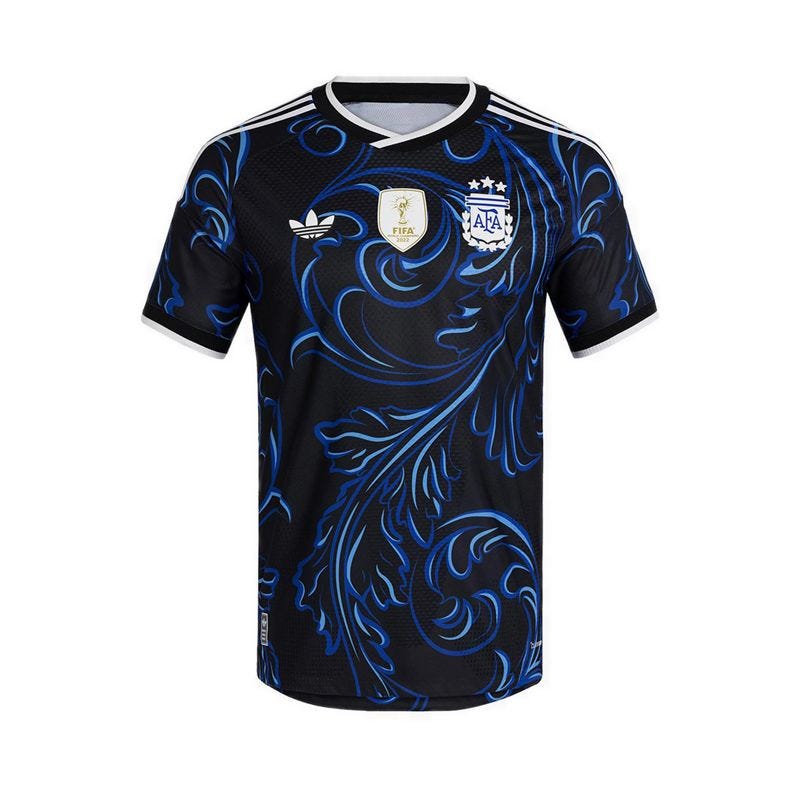 Argentina 26 Men's Away Authentic Jersey - Black