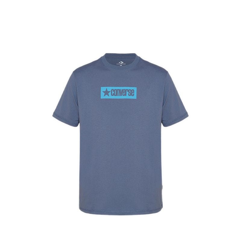 Retro Block Logo Men's T-Shirt - Lakeside Blue
