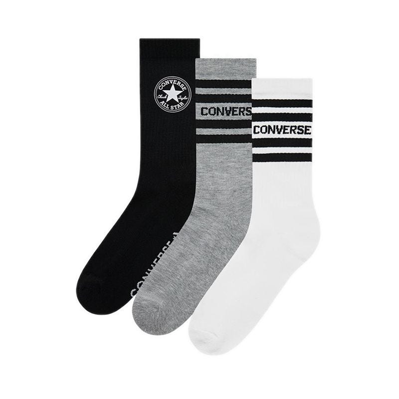 3 Packs Chuck PatchMen's Crew Socks - Black/White