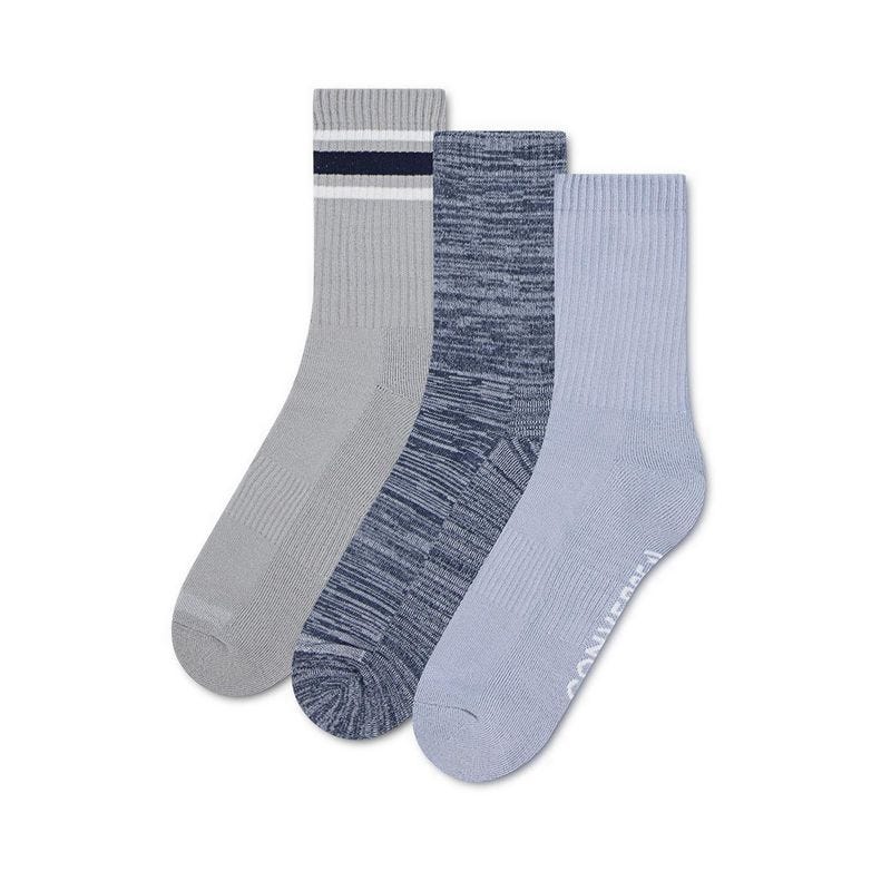 3 Packs Terry Micro Men's Crew Socks - No Shade