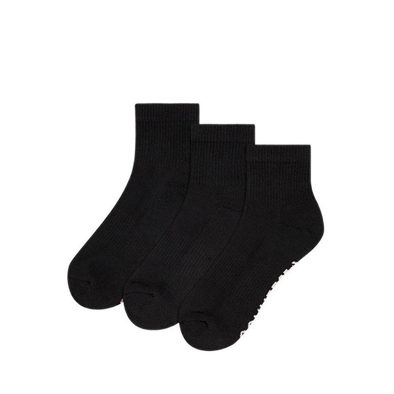 3 Packs Foundational Women's Quarter Socks - Black