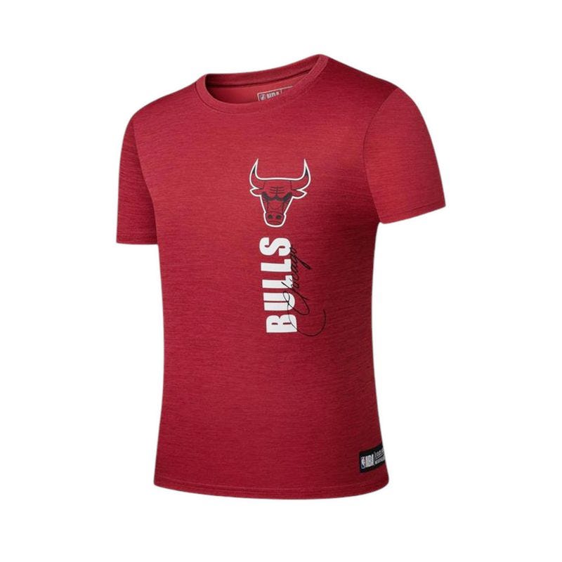 NBA Fadeaway Men Front Hd Print Active Fit T-Shirt Chicago Bulls - Red