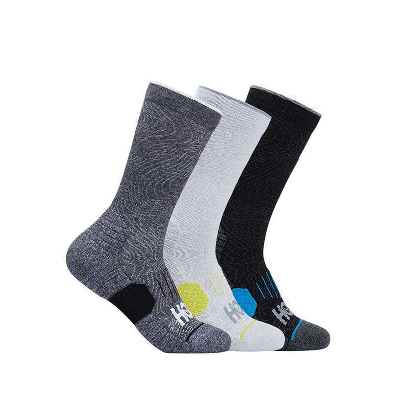 Unisex Crew Run Sock 3PK - White/Black/Greywhite/Black/Grey