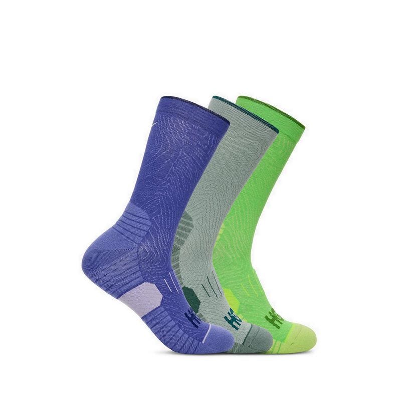 Crew Run Sock 3 Pack Unisex Socks - Celestial Blue / Sage / Neon Green