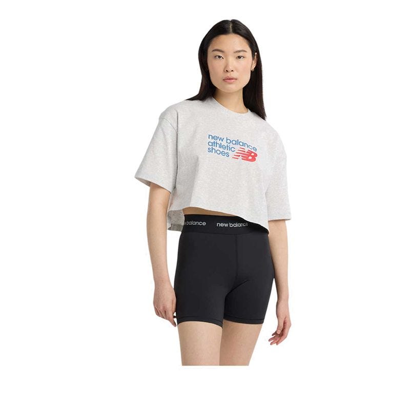 Athletics Premium Chest Logo Cropped Women's T-Shirt - Grey