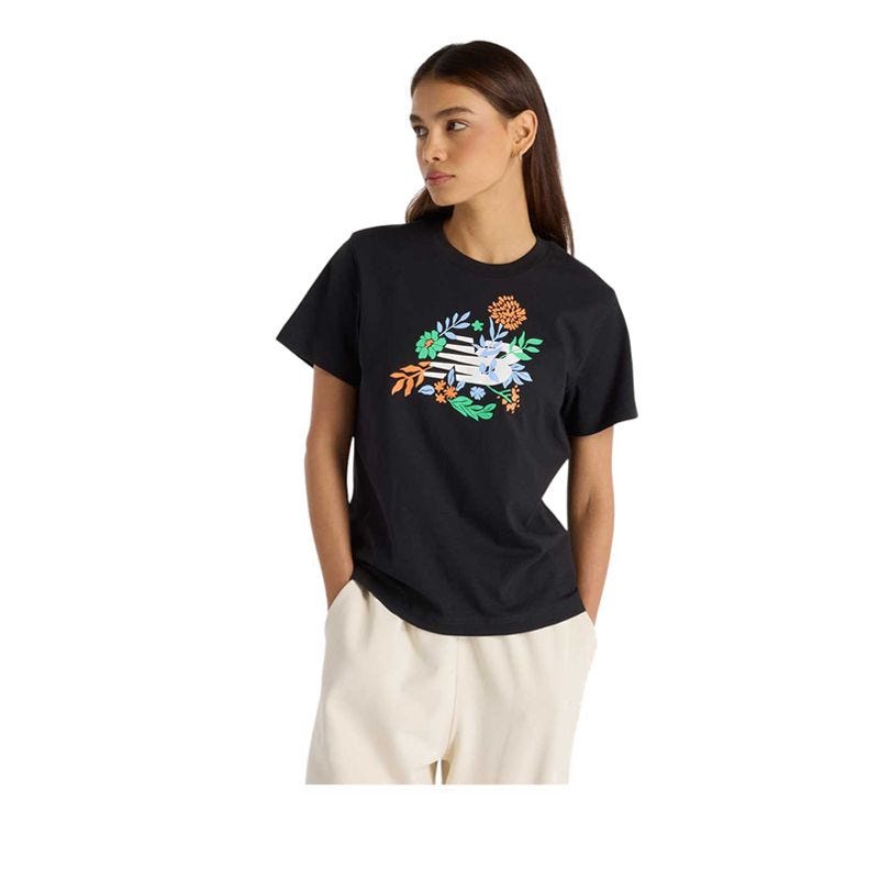 Flower Graphic Women's T-Shirt - Black